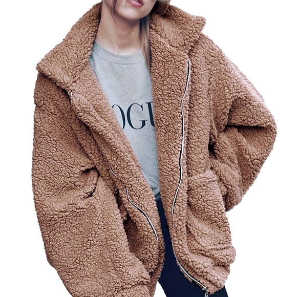 Jackets & Blazers - Women’s long sleeve shaggy oversized jacket